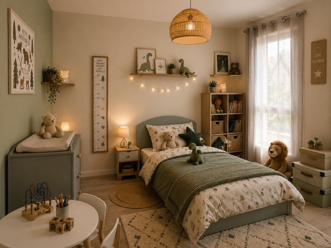 Aubin — chambre en bois et vert